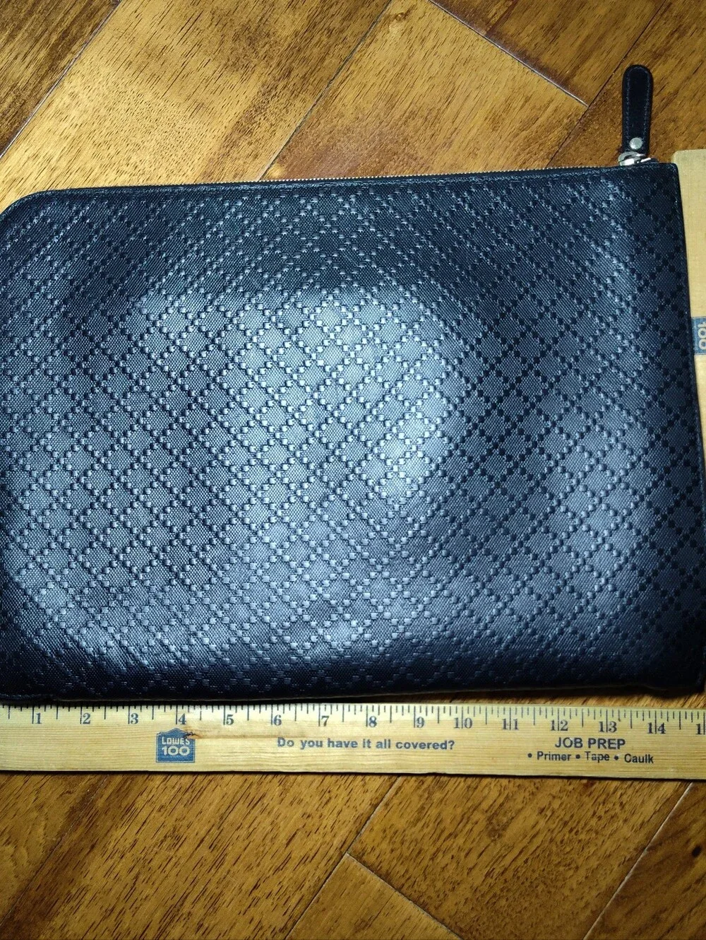 Gucci Diamante Leather Portfolio Pouch Laptop Bag Black